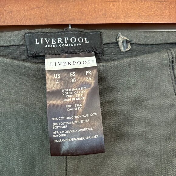 Liver Pool Jeans Company Cavern Dark Grey Stretchy Career Skinny Pants Women's 4 - Picture 2 of 6